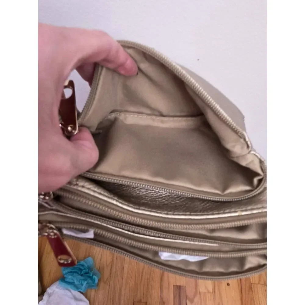 Michael Kors Metallic Gold Double Zip Crossbody Bag